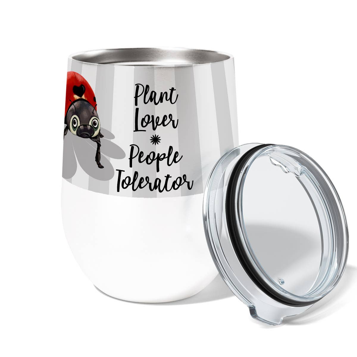 Ladybug Plants Wine Tumbler with Slider Lid