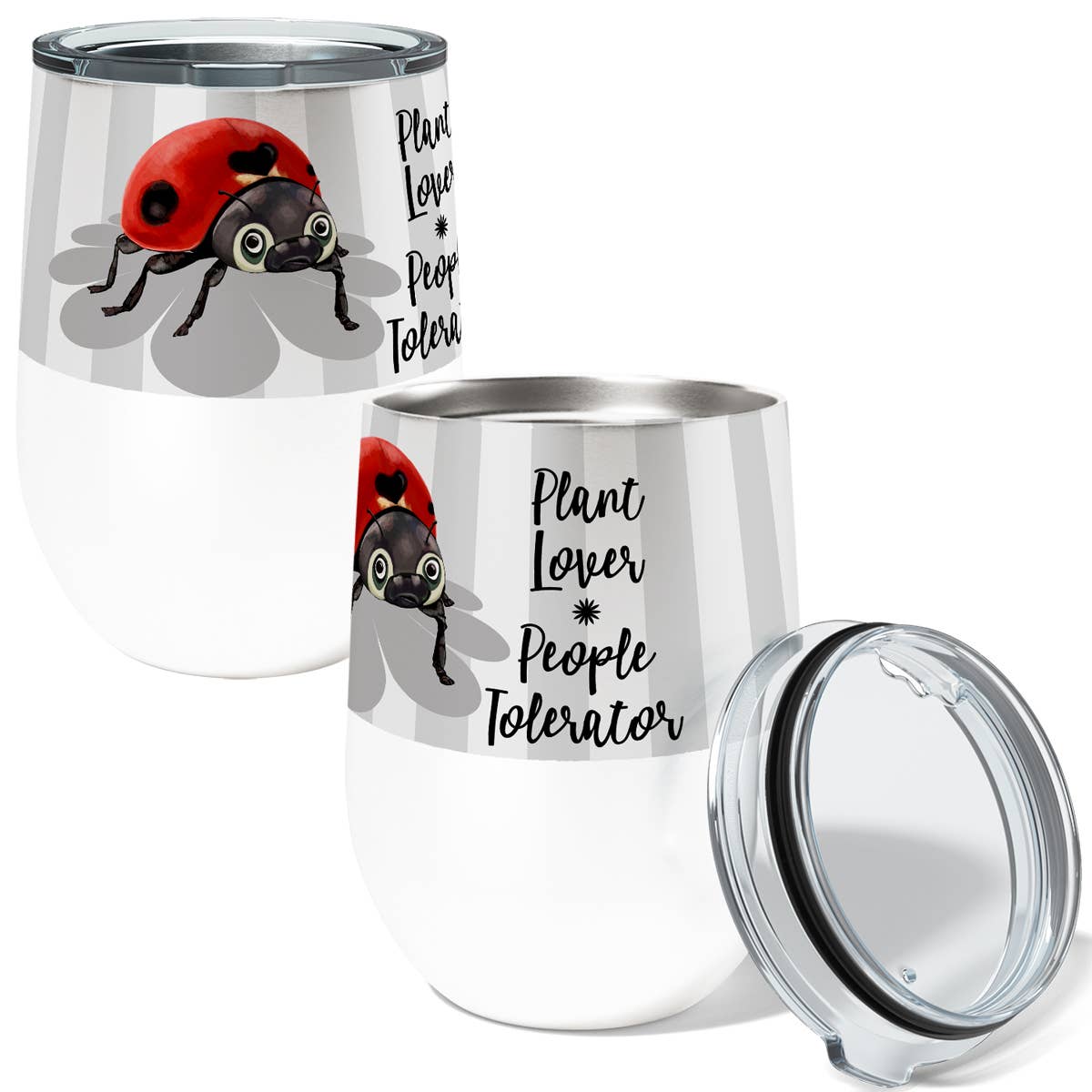 Ladybug Plants Wine Tumbler with Slider Lid