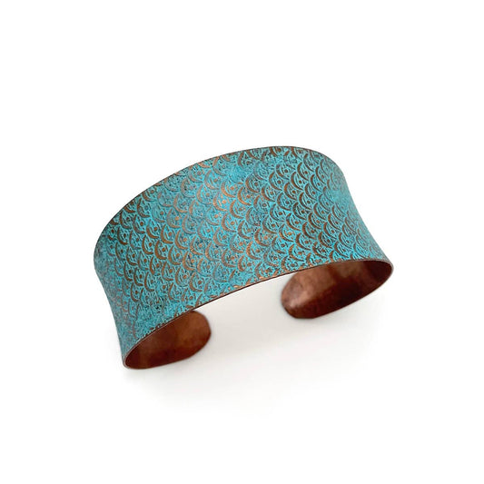 Copper Patina Bracelet - Turquoise Scallop Design