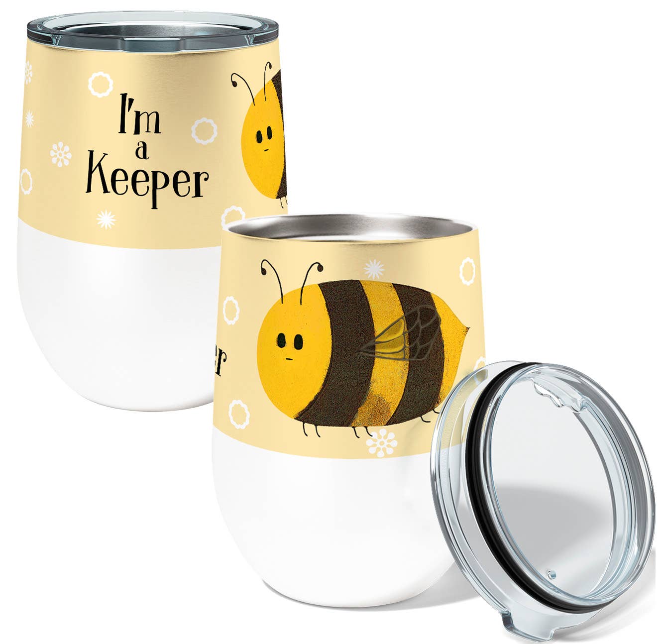 Keeper Bee Wine Tumbler with Slider Lid