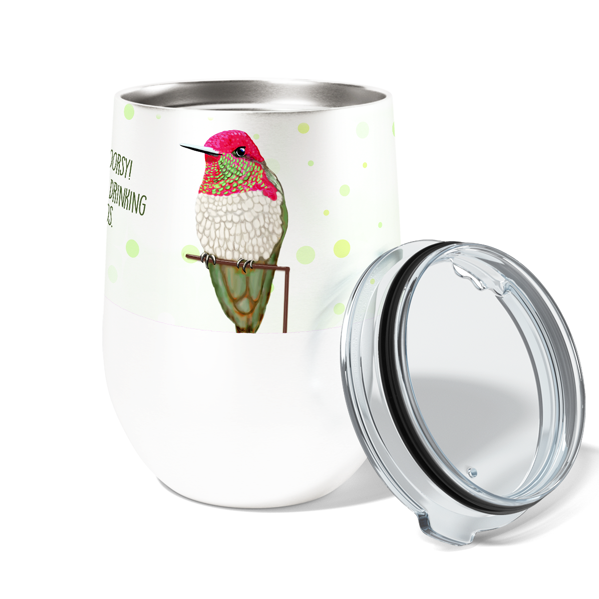 Hummingbird Drinking Wine Tumbler with Slider Lid