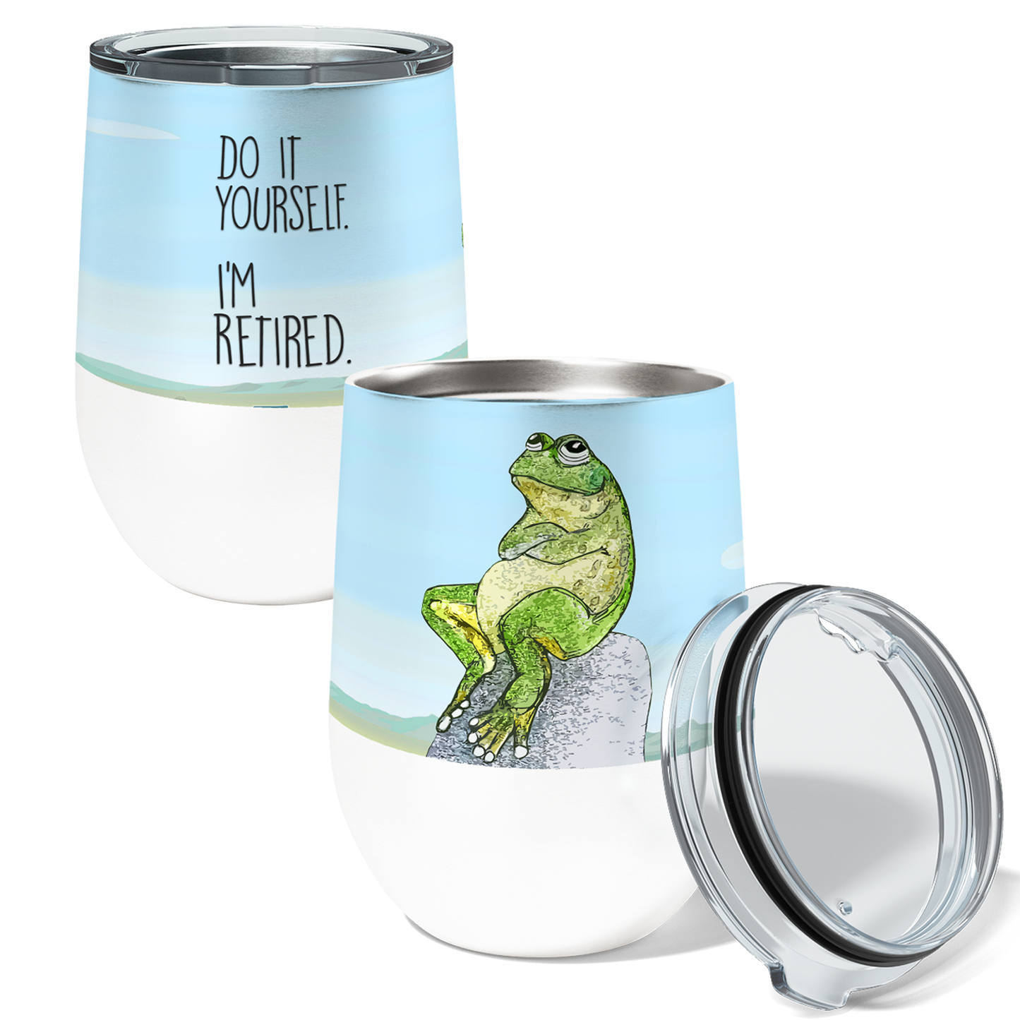 Retired Frog Wine Tumbler with Slider Lid