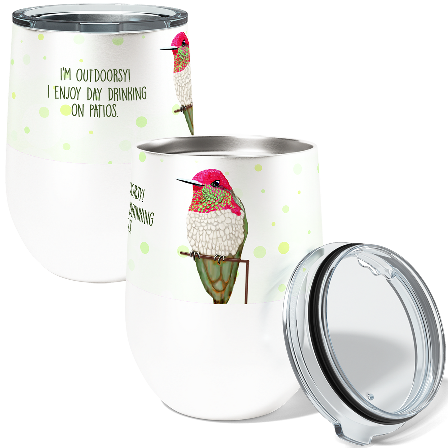 Hummingbird Drinking Wine Tumbler with Slider Lid