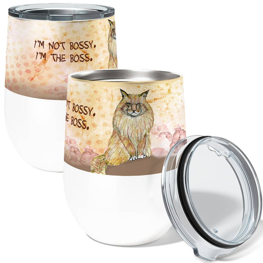 Maine Coon Bossy Cat Wine Tumbler with Slider Lid